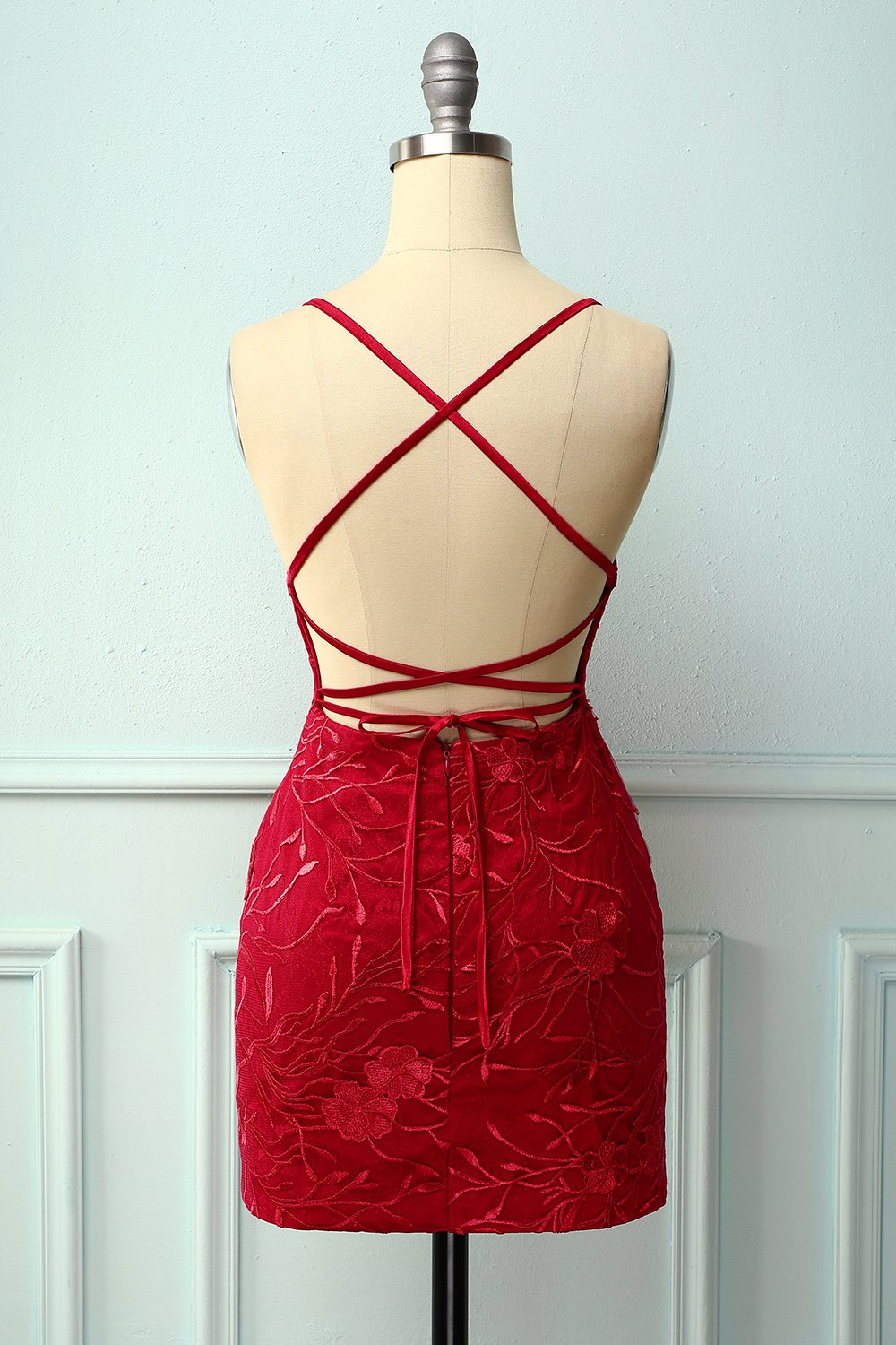 Cintas de espaguete vestido vermelho Bodycon