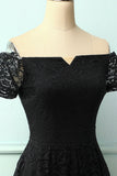 Preto fora do ombro vestido de renda
