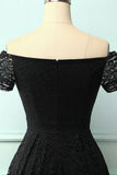 Preto fora do ombro vestido de renda