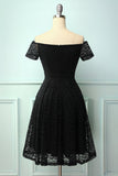 Preto fora do ombro vestido de renda