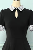 Vestido de lapela preto com bolsos