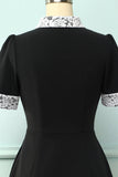Vestido de lapela preto com bolsos
