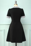 Vestido de lapela preto com bolsos
