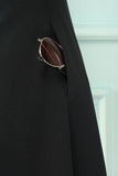 Vestido de lapela preto com bolsos