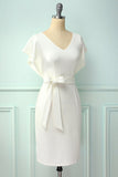 Bodycon vestido branco com faixa