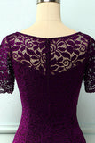 Vestido de Renda Bodycon em Uva