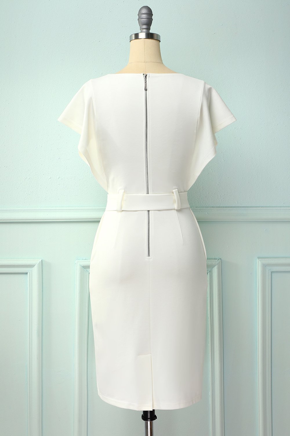 Bodycon vestido branco com faixa