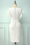 Bodycon vestido branco com faixa