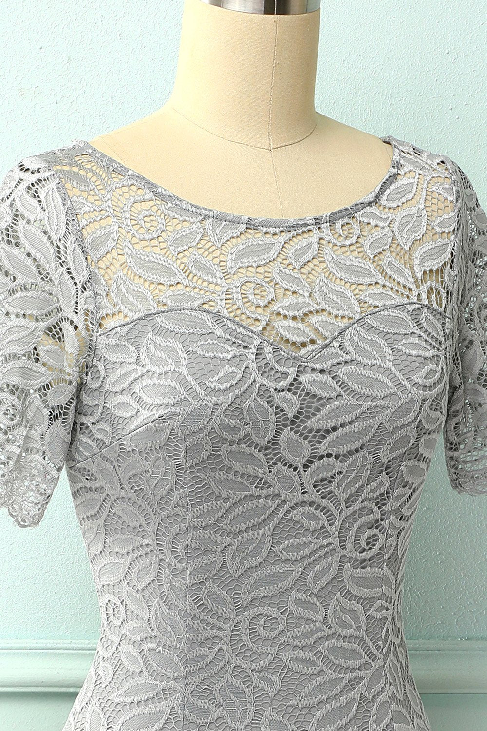 Vestido de renda cinza Bodycon