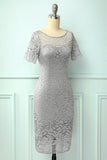 Vestido de renda cinza Bodycon