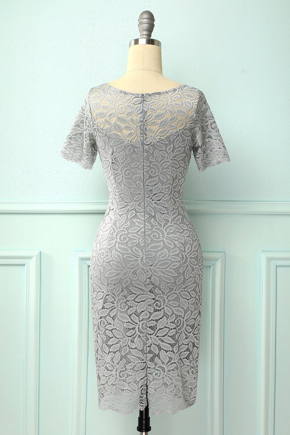 Vestido de renda cinza Bodycon
