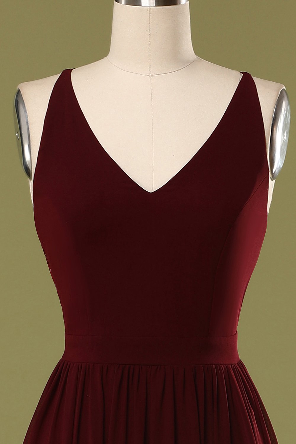 Vestido de dama de honra longo simples de Borgonha