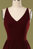 Vestido de dama de honra longo simples de Borgonha