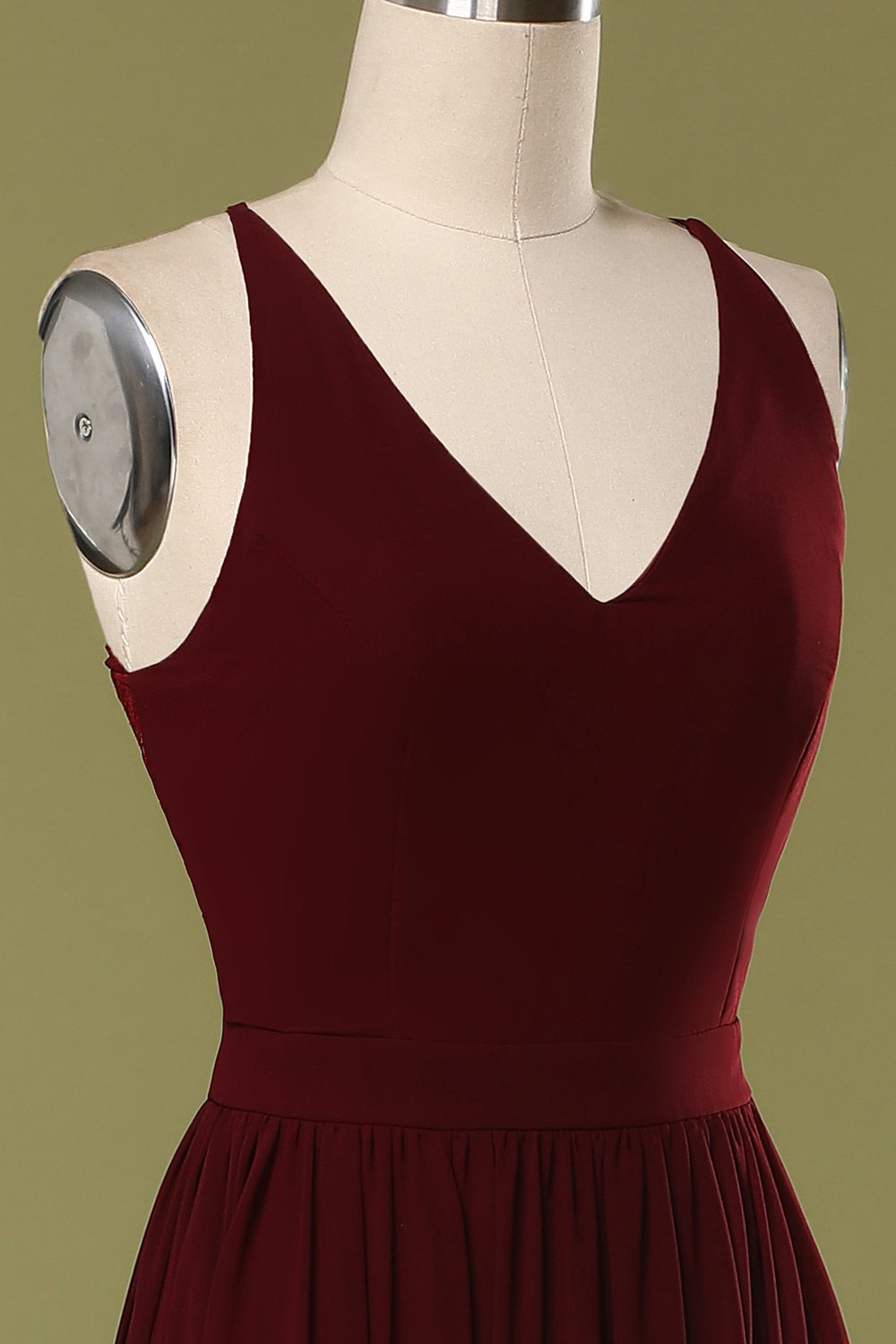 Vestido de dama de honra longo simples de Borgonha