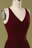 Vestido de dama de honra longo simples de Borgonha