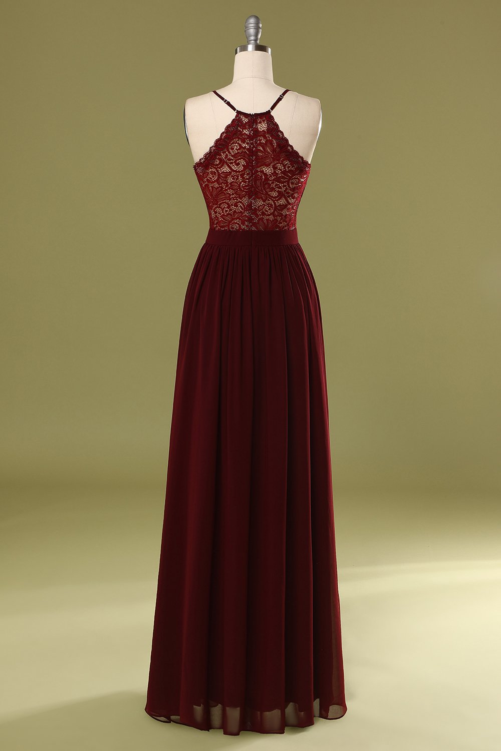 Vestido de dama de honra longo simples de Borgonha