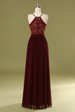 Vestido de dama de honra longo simples de Borgonha