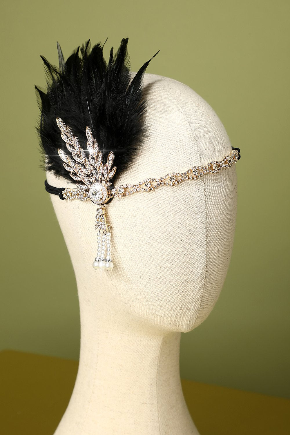 Faixa De Cabeça Preta Flapper Dos Anos 1920