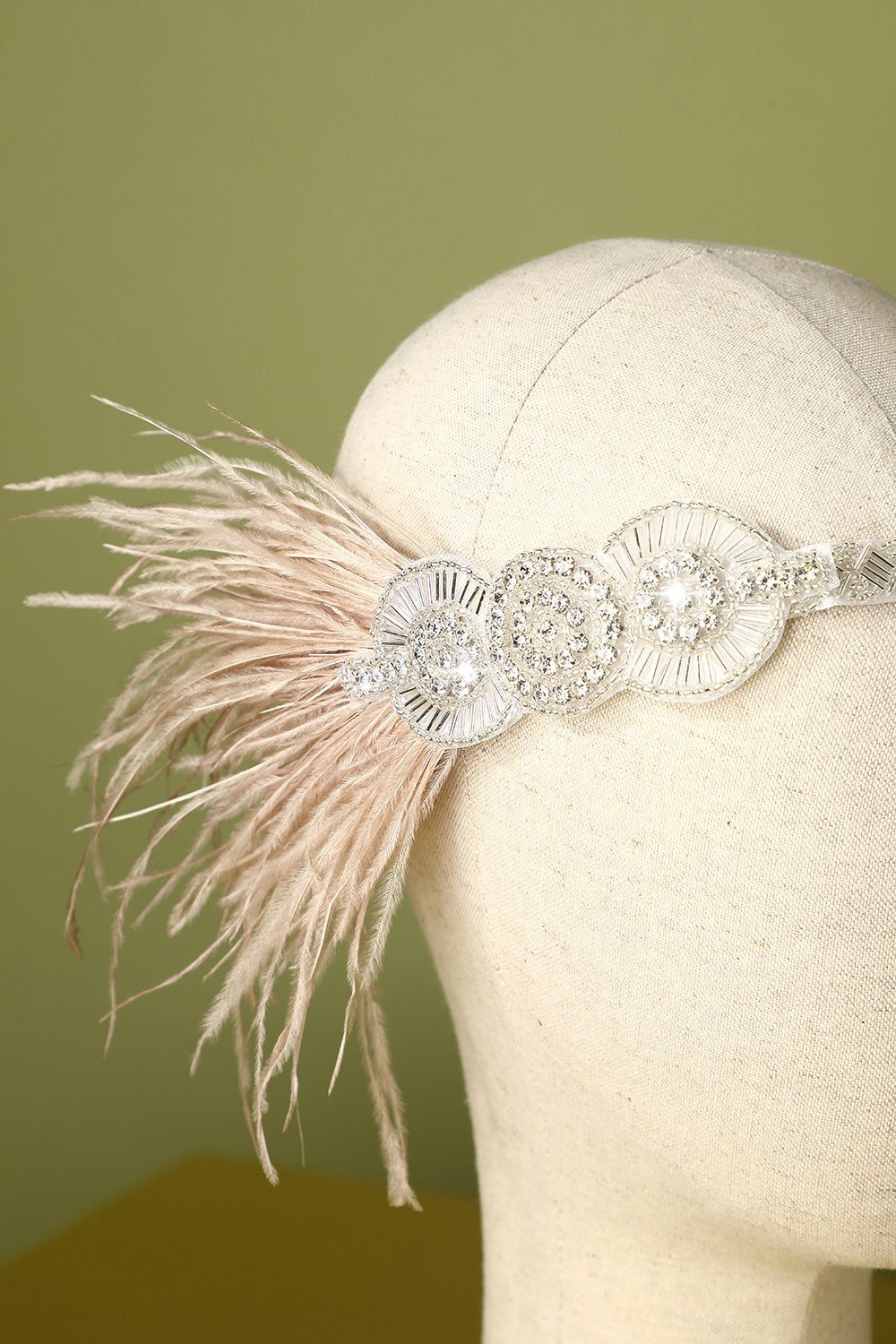 Faixa De Cabeça De Flapper Com Cercadura De Penas De 1920
