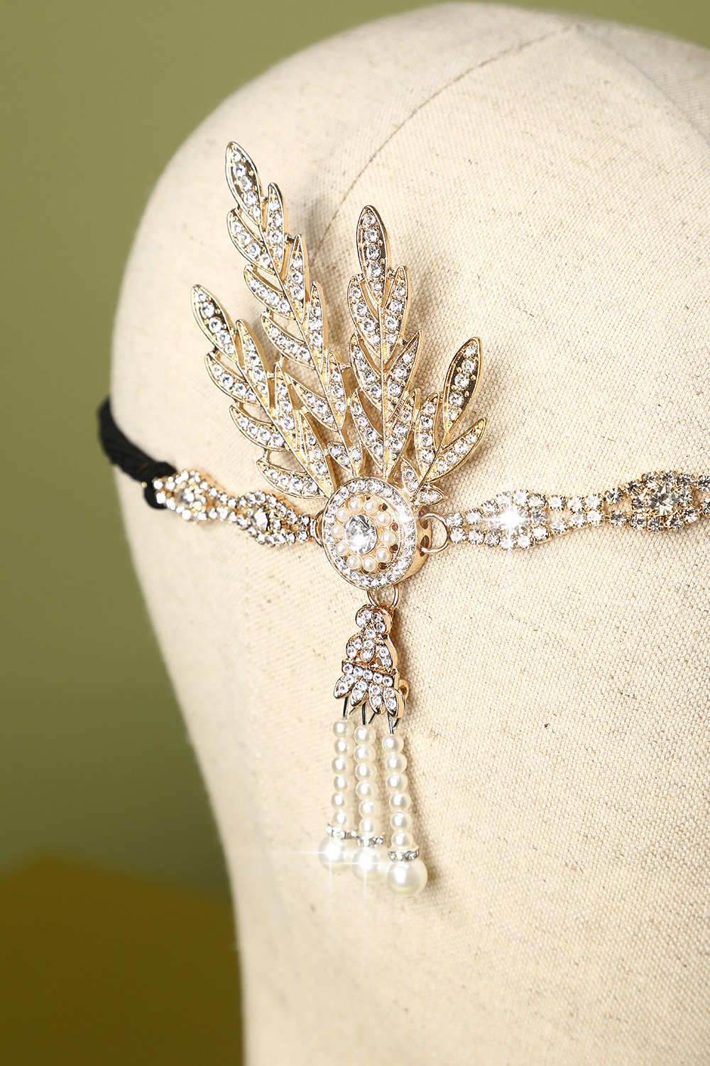 White Beaded Pearls 1920s Flapper Headband