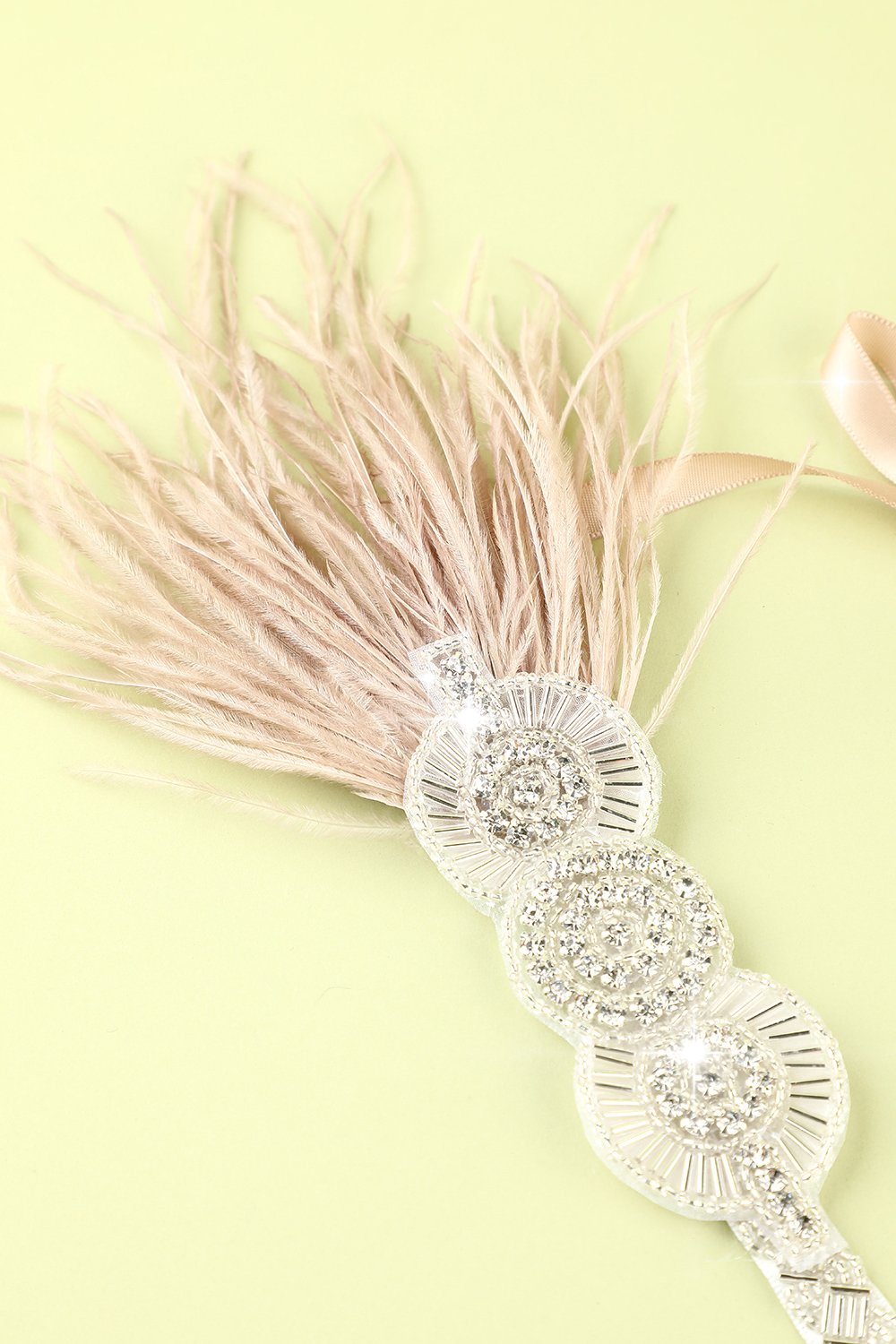 Faixa De Cabeça De Flapper Com Cercadura De Penas De 1920