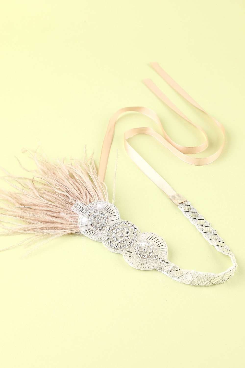 Faixa De Cabeça De Flapper Com Cercadura De Penas De 1920