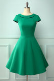 Vestido verde dos anos 50 do pescoço do barco