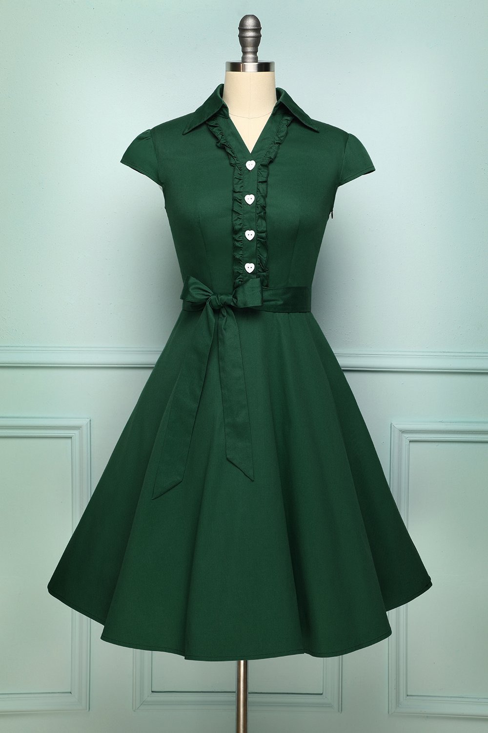 Verde escuro vestido retro