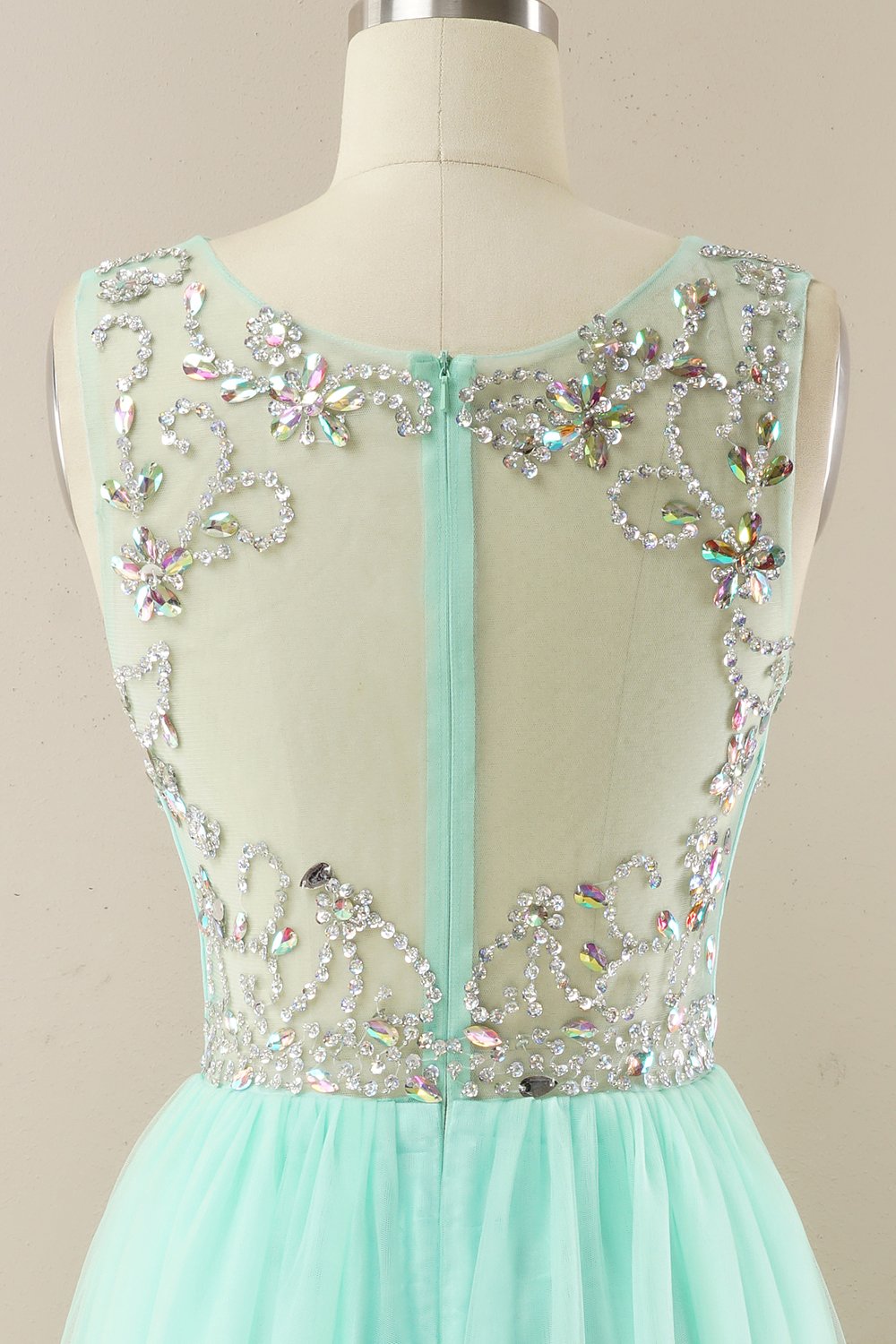 Vestido de baile de tulle de missanga