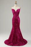Fuchsia Vestido de Baile Sereia