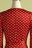 Vestido casual de bolinhas bordô
