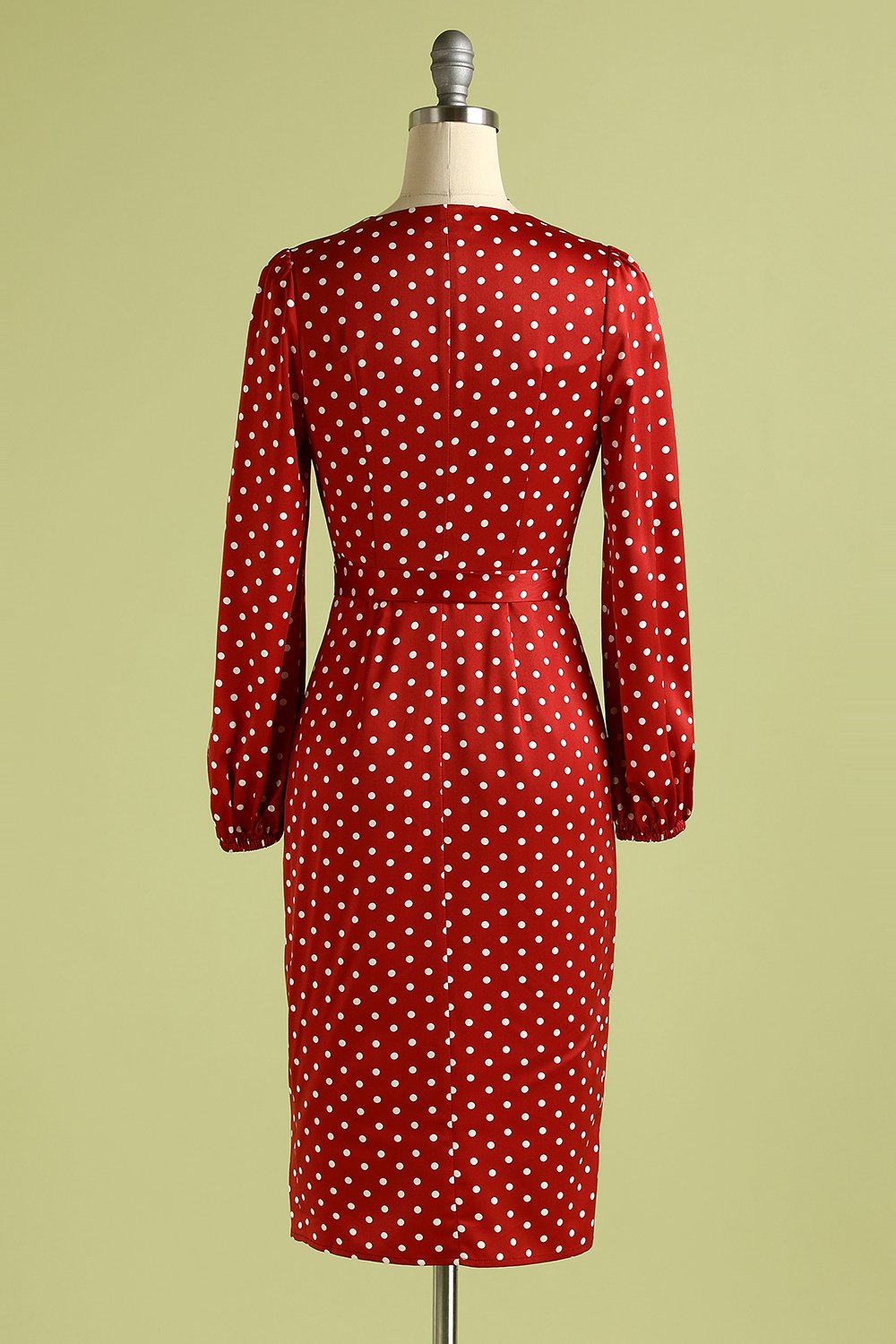 Vestido casual de bolinhas bordô