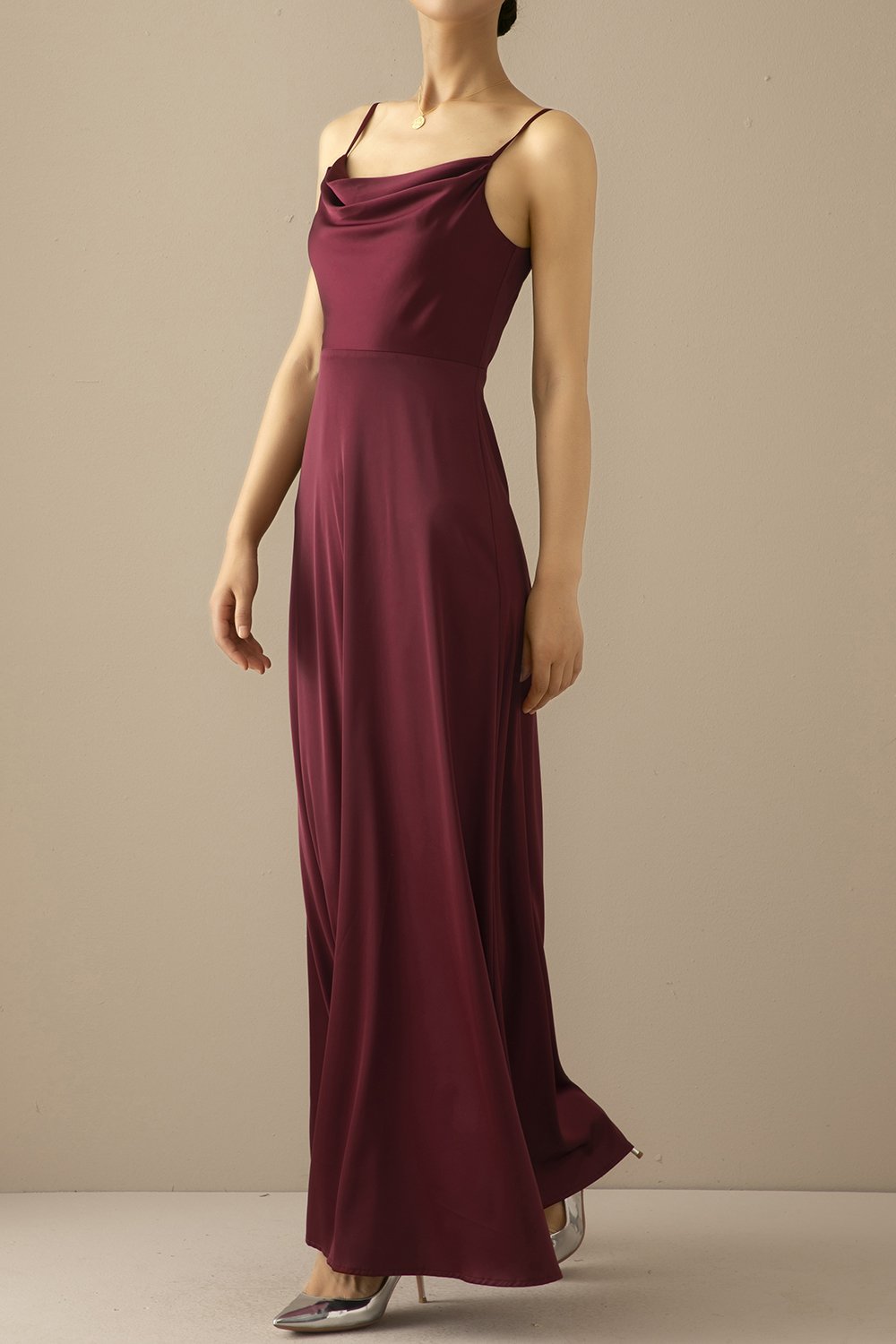 Simples Burgundy longo da dama de honra Prom Dress