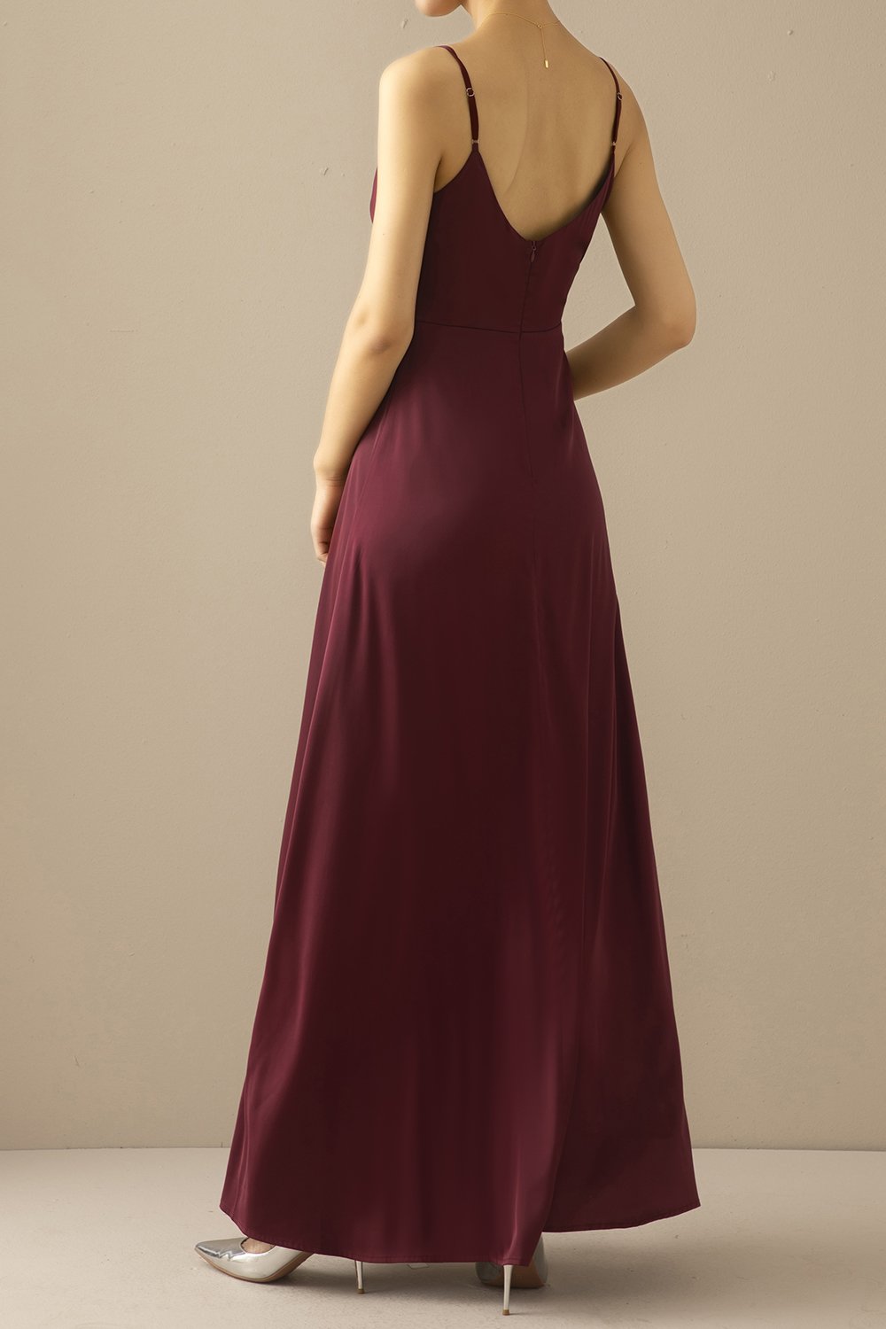 Simples Burgundy longo da dama de honra Prom Dress