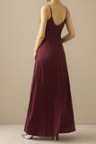 Simples Burgundy longo da dama de honra Prom Dress