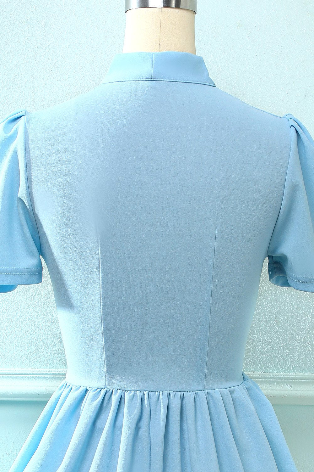 Vestido azul vintage de 1950 com Bowknot