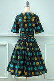 Preto Big Polka Dots 1950s Vintage Dress