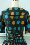 Preto Big Polka Dots 1950s Vintage Dress