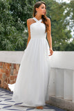 Vestido plissado com decote em v