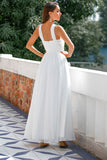 Vestido plissado com decote em v
