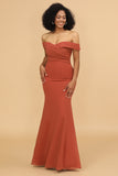 Vestido de dama de honra terrocotta longa chiffon