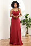 Vestido de dama de honra de cetim Lace-up