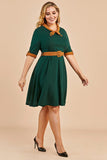 Vestido verde v pescoço swing festa