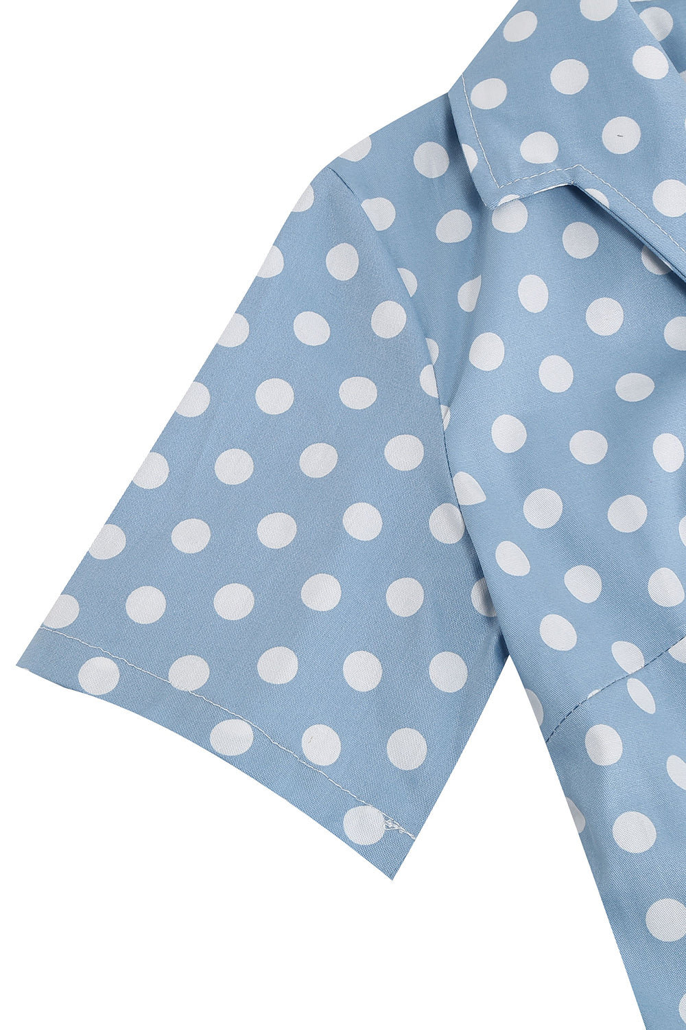 V Pescoço Azul Pontos de Polka 1950s Vestido