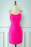 Vestido de festa apertado rosa com renda