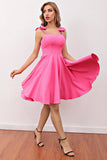 Vestido de coquetel curto rosa com arco
