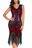 Franja de glitter vermelho 1920 Flapper Dress