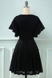 Vestido de renda de mangas de batwing