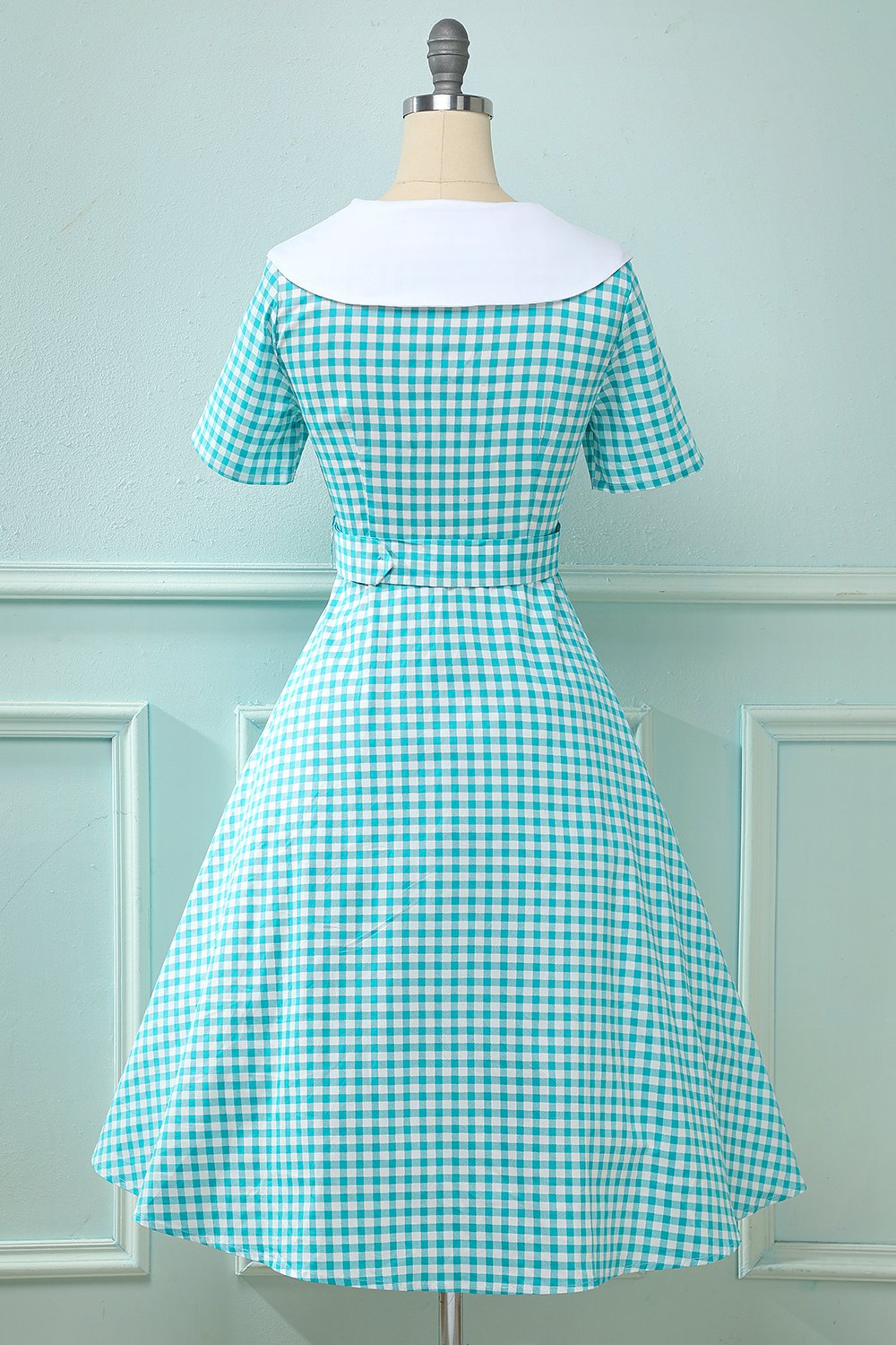 Vestido preto plaid Flare Vintage 1950s