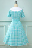 Vestido preto plaid Flare Vintage 1950s